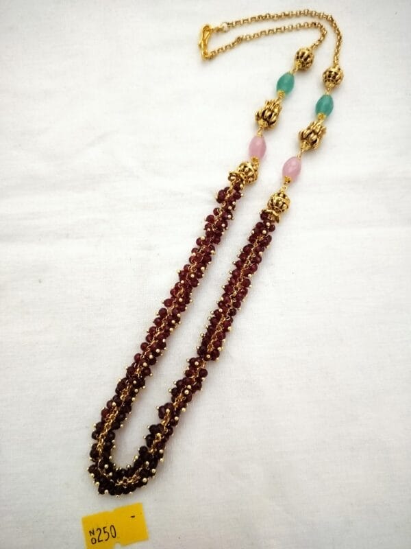 Maroon small Beads 1gr gold chain