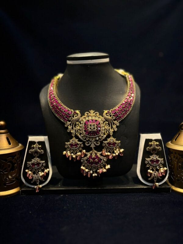 Pink Ruby Neckless Set - Image 2