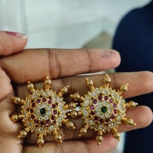 Big White and Ruby stone Earrings