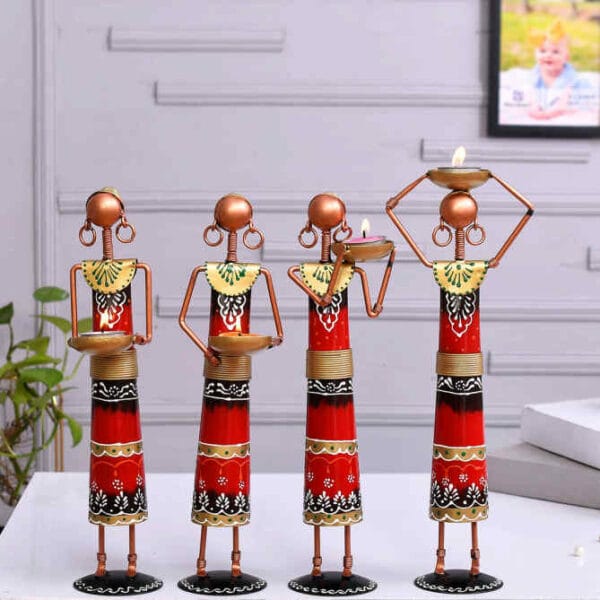 Tribal women T-light holders(set of 4)