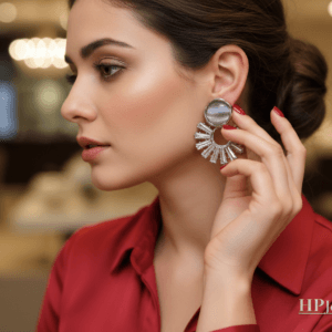 Sterling Silver/Gold cut work long Diamond